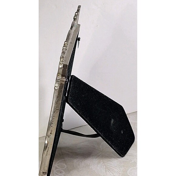 Vintage Scrolled Peachy Pink Stained Glass Photo Frame Pewter Trim 8.5"x6.5" - Picture 7 of 15